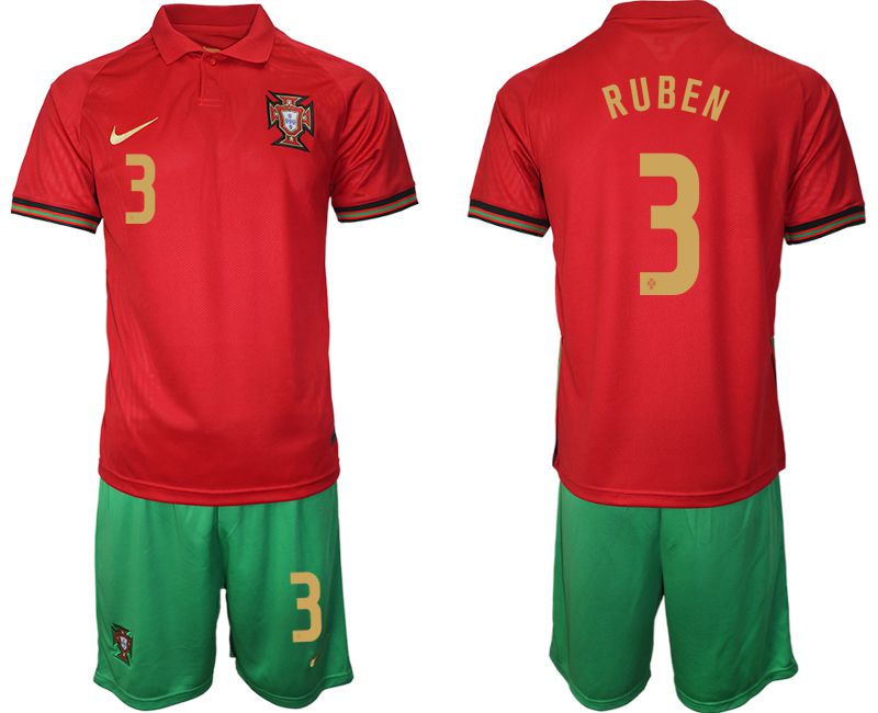 Men 2020-2021 European Cup Portugal home red #3 Nike Soccer Jerseys->portugal jersey->Soccer Country Jersey